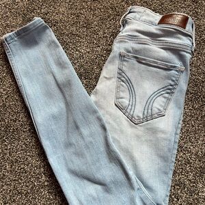 Hollister Blue Skinny Jeans with Distressed Look